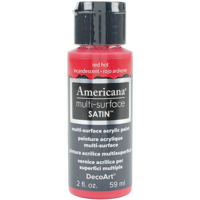 Americana Multi-Surface Satin Acrylic Paint 2oz - Red Hot*