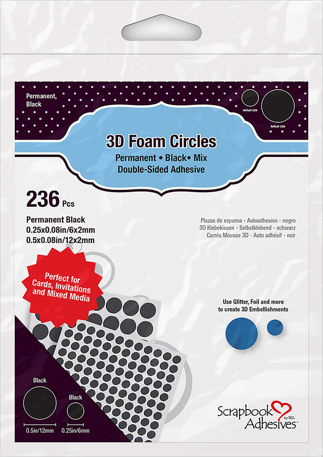 Scrapbook Adhesives 3D Foam Circles - Black, Assorted Sizes*