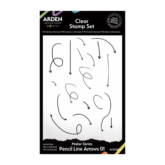 Arden Creative Studio Maker Series - Pencil Line Arrows 01 Clear Stamp Set