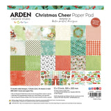Christmas Cheer Paper Pad by Arden Creative Studio with various festive patterns on a white background.