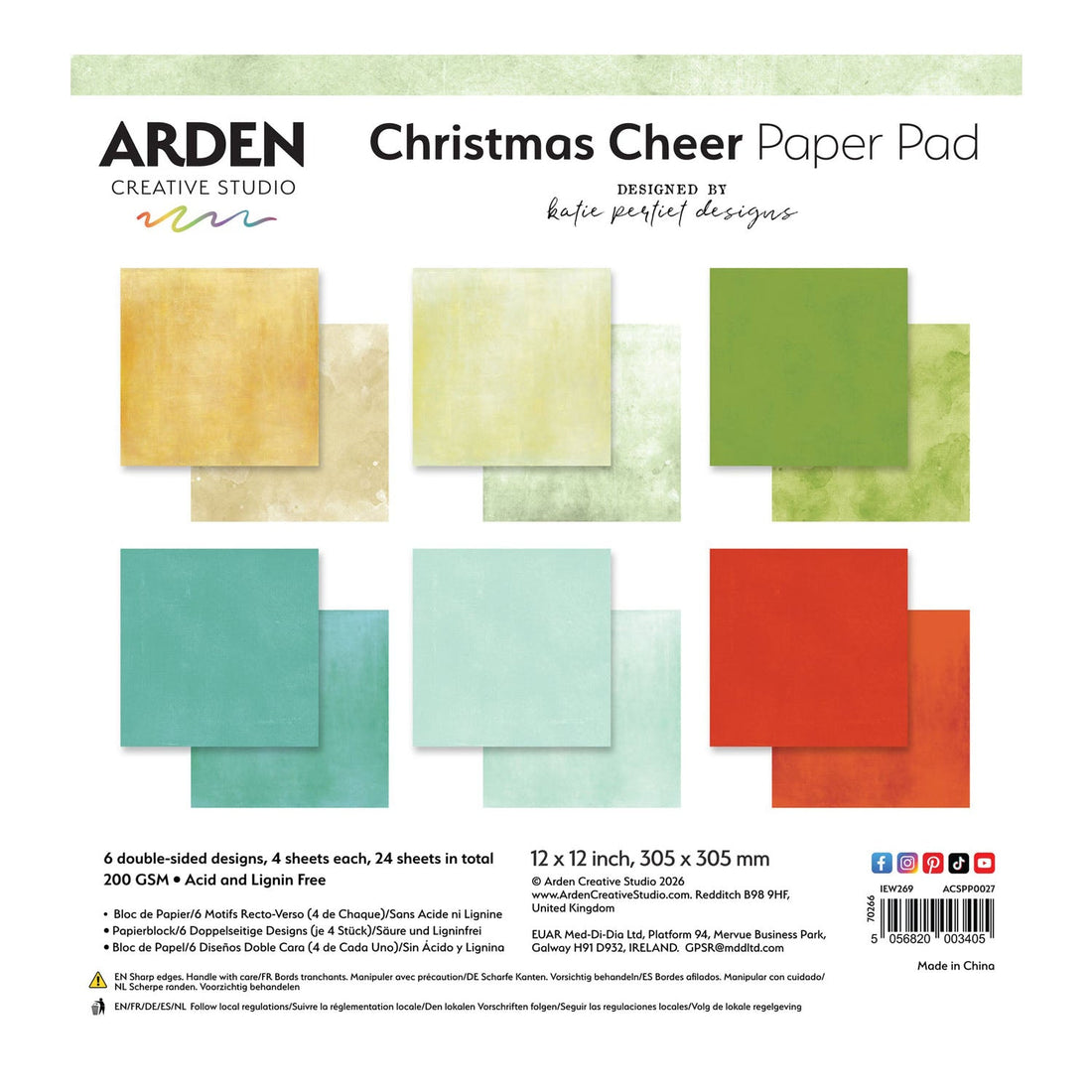 Arden Creative Studio Christmas Cheer Paper Pad packaging with colorful paper squares.