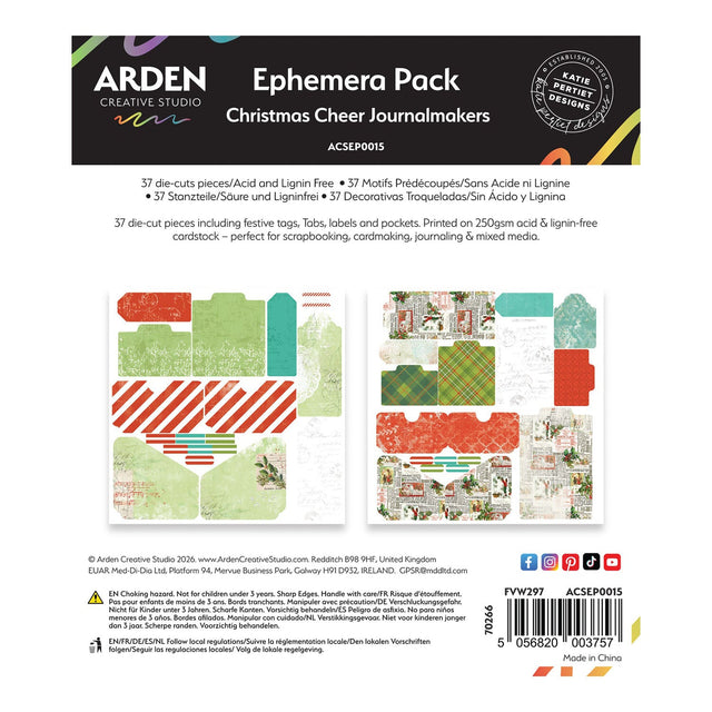 Arden Creative Studio Ephemera Pack for Christmas Cheer Journalmakers on a white background