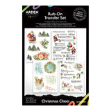 Rub-on transfer set packaging with Christmas-themed designs on a white background