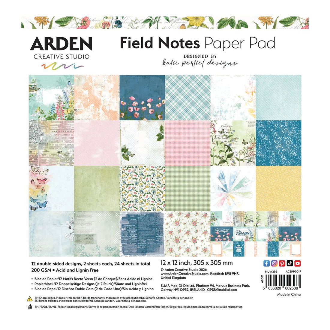 Arden Creative Studio Field Notes paper pad with colorful design squares on a white background