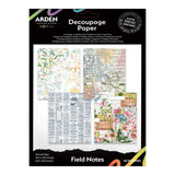 Decoupage paper set by Arden Creative Studio with floral and text designs on a white background.
