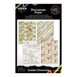 Decoupage paper set with various designs on a white background