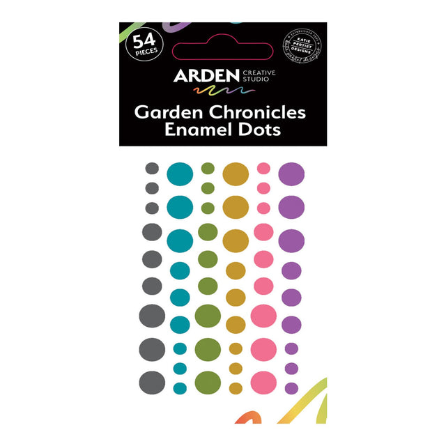 Pack of Arden Creative Studio Garden Chronicles Enamel Dots with colorful dots on a white background