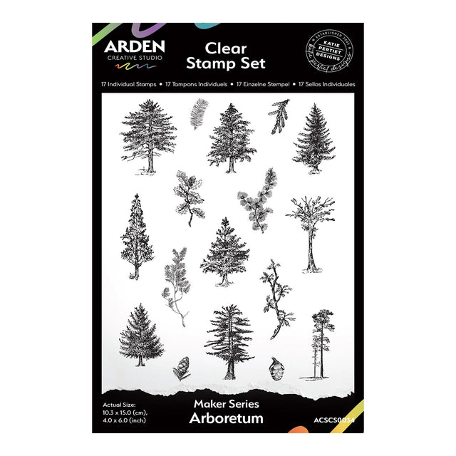 Arden Creative Studio clear stamp set with tree designs on a white background