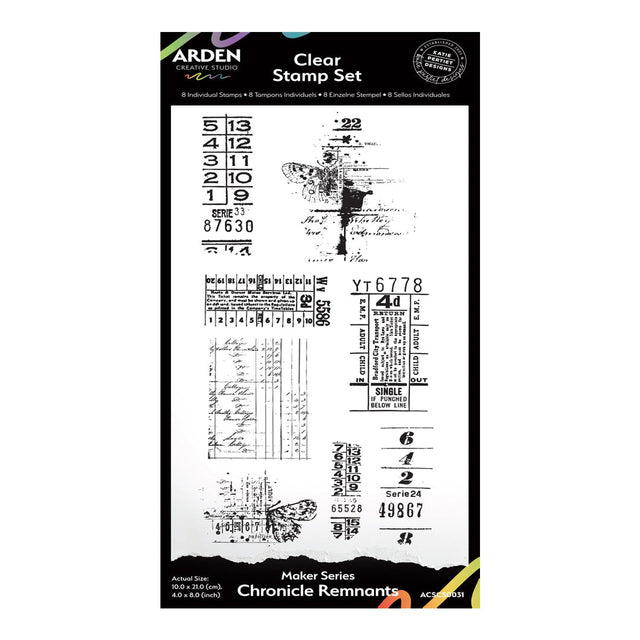 Clear stamp set with various designs on a white background