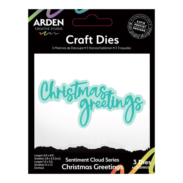 Arden Creative Studio craft dies packaging with 'Christmas Greetings' text