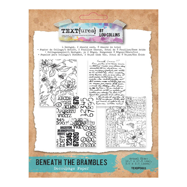 Arden Creative Studio TEXT(ures) Beneath the Brambles 5" x 7" Decoupage Paper^