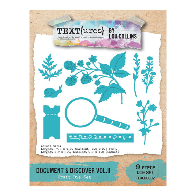 Craft die set with botanical designs on a textured background