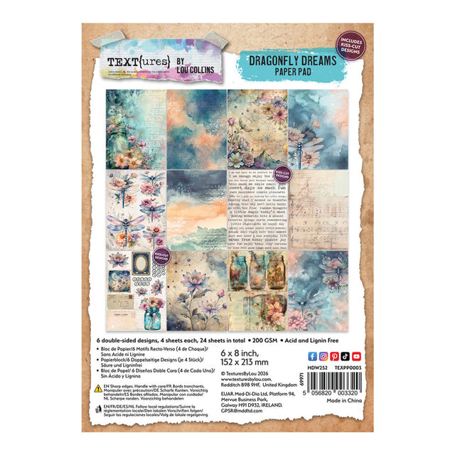 Dragonfly Dreams paper pad packaging with artistic designs on a white background