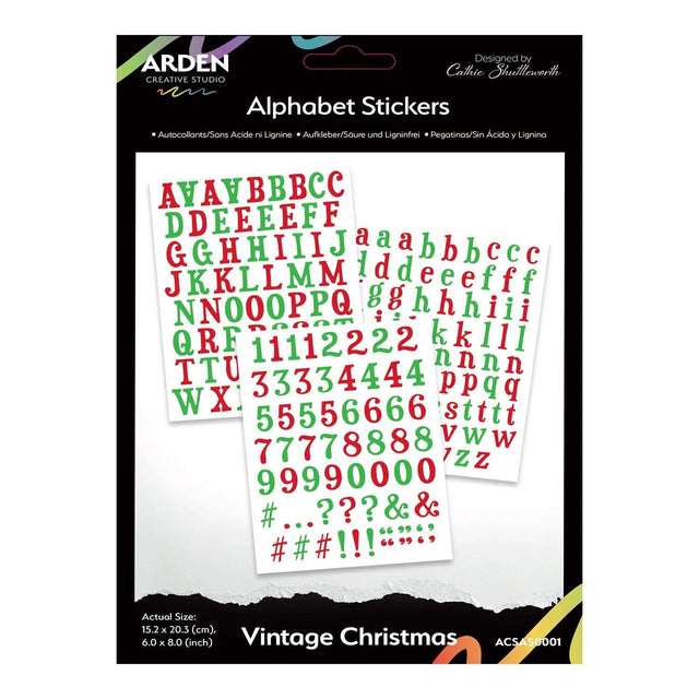 Arden Creative Studio Vintage Christmas Alphabet Stickers