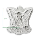 Decorative fairy mold with measurement details on a white background