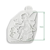 Silicone mold with fairy design and dimensions, branded 'Katy Sue Designs'.