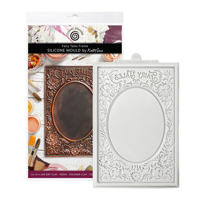 Silicone mould for crafting with decorative frame design on a white background