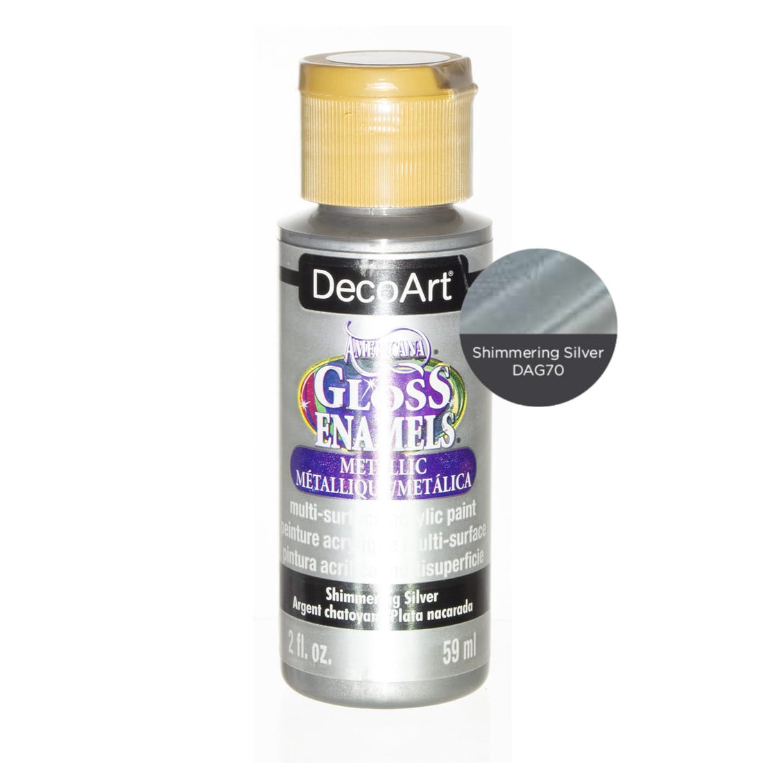 Americana Gloss Enamels Acrylic Paint 2oz - Shimmering Silver*