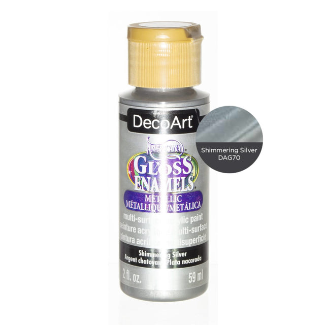 Americana Gloss Enamels Acrylic Paint 2oz - Shimmering Silver*