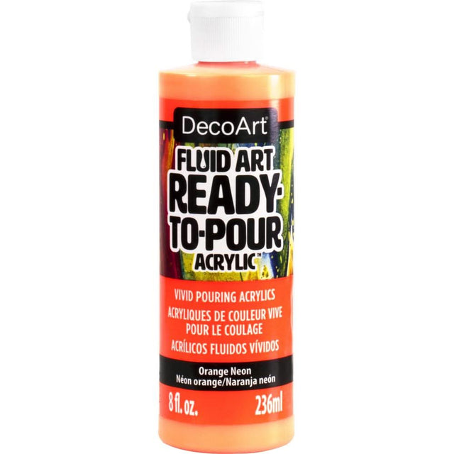 DecoArt FluidArt Ready -To-Pour Acrylic Paint 8oz - Neon Orange*