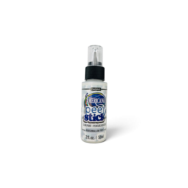A bottle of DecoArt Americana Peel and Stick 59ml bottle, colour marshmallow frost on a white background
