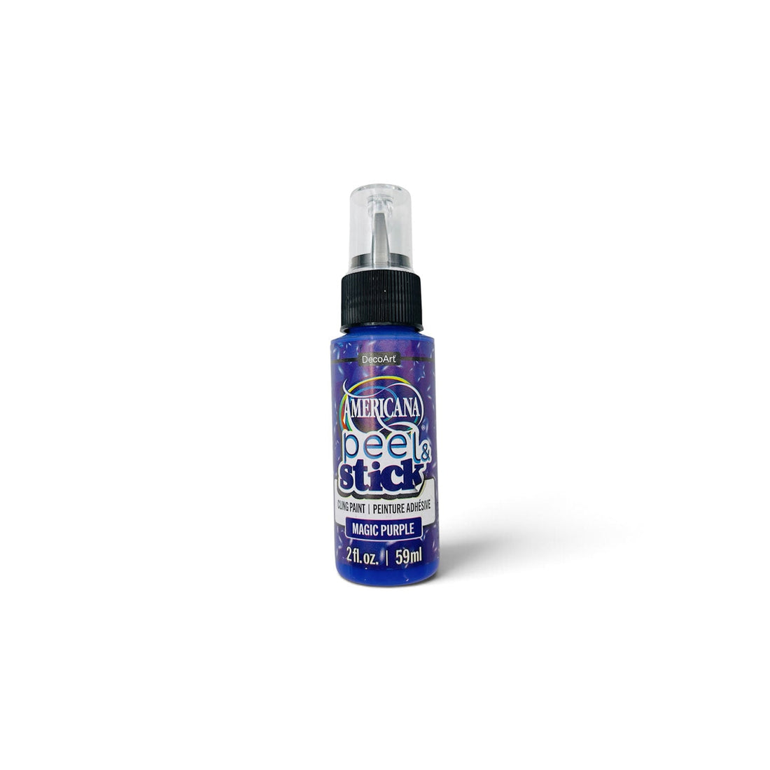 A bottle of American Peel Stick  in the shade Magic Purple, featuring a purple label with a clear cap on a white background.