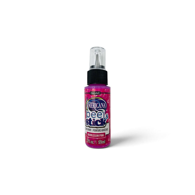 DecoArt Peel & Stick Paint 59ml Bottle. colour Bubblegum Pink on a white background