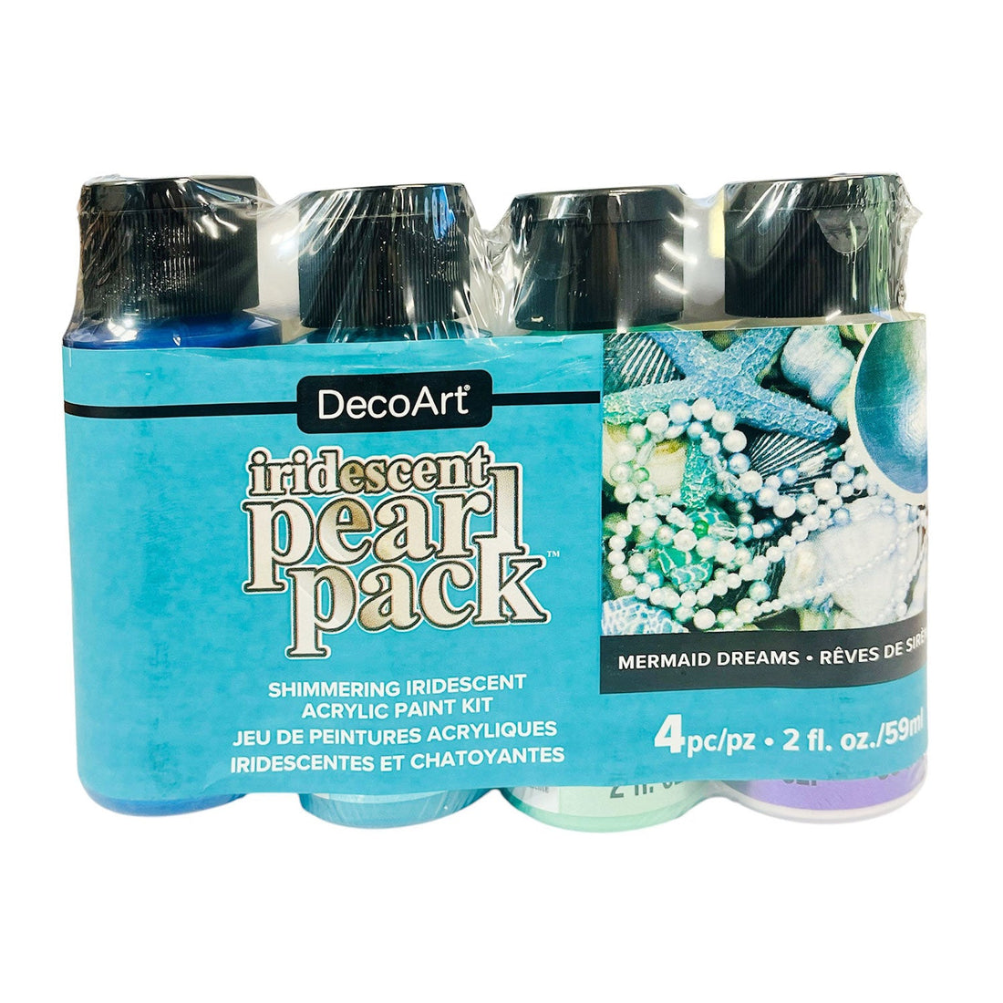 DecoArt Iridescent Pearl Pack acrylic paint kit containing 4 bottles of 2 fl. oz.