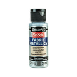 A bottle of DecoArt SoSoft Fabric Glitters in the colour Silver Platinum, 2 fl. oz.