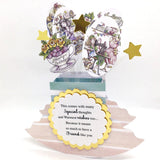 Decorative birthday card with fairy design and text on a white background