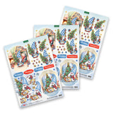 Set of Christmas-themed decoupage sheets with decorative elements on a white background
