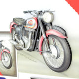 Vintage motorcycle model with 'BSA G50' branding on a white background