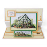 Greeting card with a greenhouse illustration and 'Have a Great Day' text on a white background