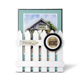 Greeting card with a small house illustration and 'Special Birthday Wishes' text on a white background