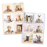 Set of greeting cards with cute cat illustrations on a white background