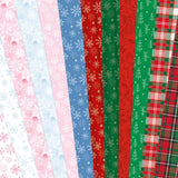 Collection of Christmas-themed paper strips with various patterns.