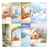 Set of Christmas-themed cards with various winter scenes.