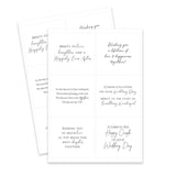 Set of three wedding cards with various messages on a white background