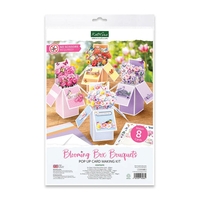 Kodacs Blooming Box Bouquets pop-up card making kit packaging on a white background