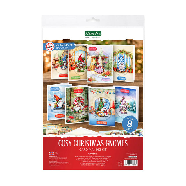 Kathrine's Cosy Christmas Gnomes card making kit packaging on a white background