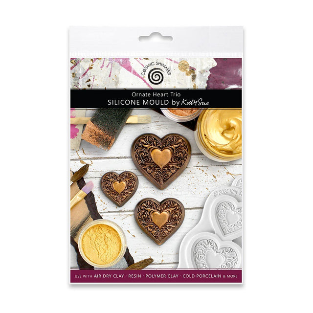 Cosmic Shimmer Silicone Mould - Ornate Heart Trio