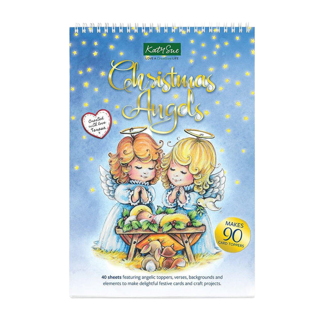 Katie Sue Christmas Angels craft book with two angels on a blue background