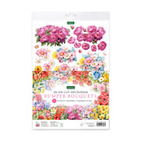 Package of 3D die-cut decoupage bumper bouquets with colorful floral designs on a white background.