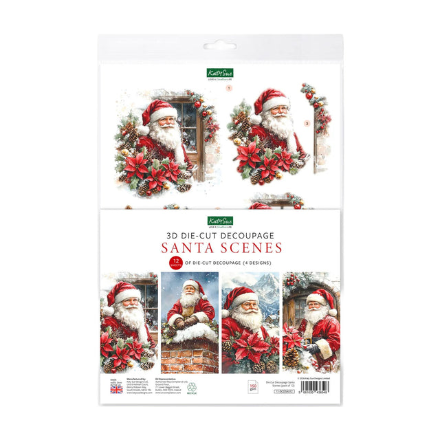 Kathryn's 3D Die-Cut Decoupage Santa Scenes packaging on a white background