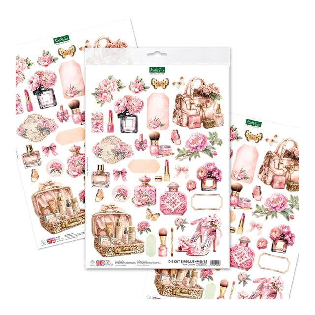 Set of decorative stickers with fashion and beauty theme on a white background