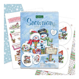 Snowman-themed craft kit with paper craft book, stickers, and DVD on a white background