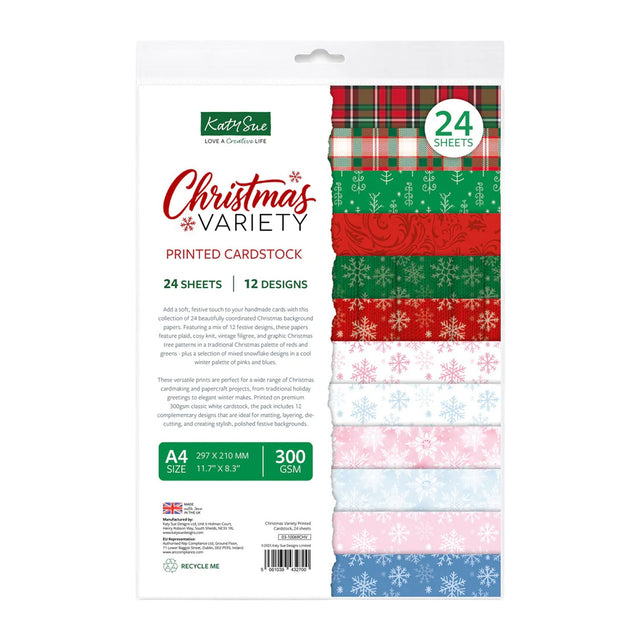 K&Company Christmas Variety printed cardstock pack with 24 sheets on a white background