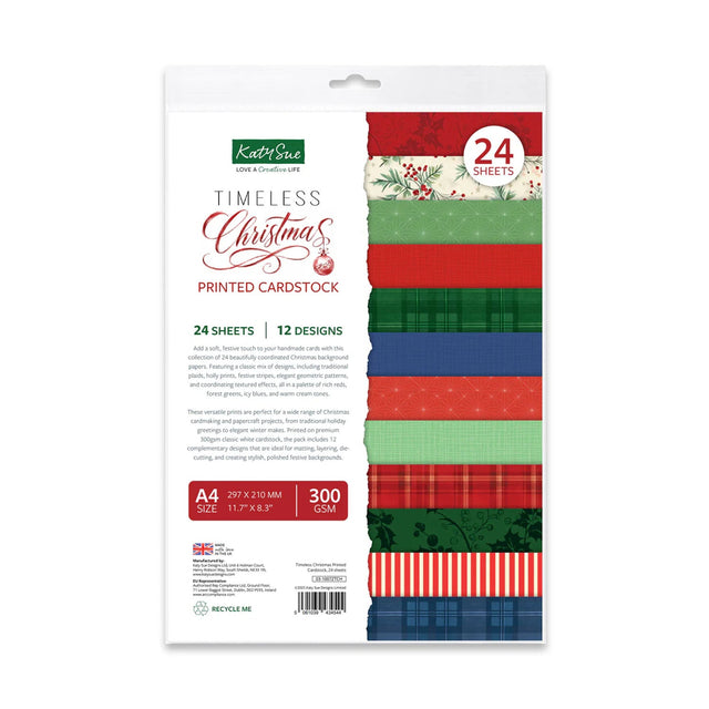 K&Company Timeless Christmas printed cardstock pack with 24 sheets on a white background