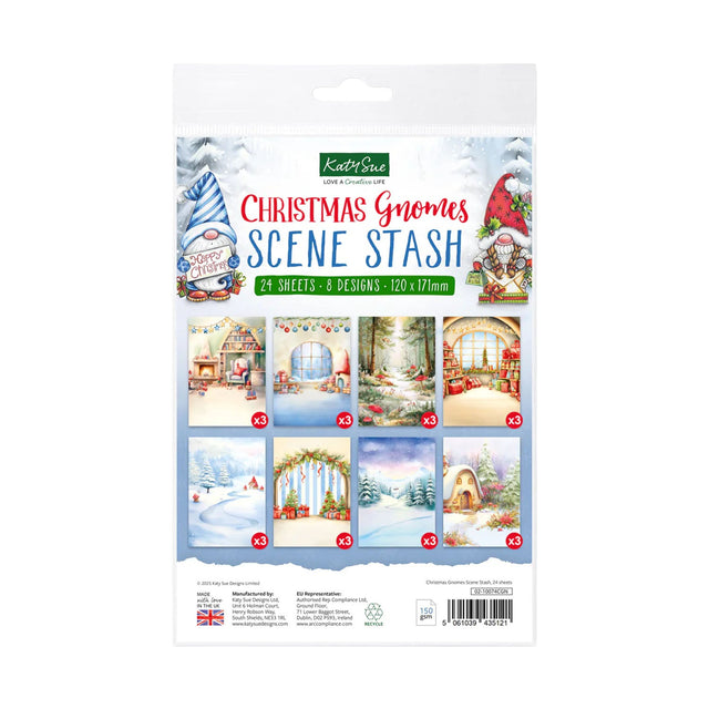 Packaging of Christmas Gnomes Scene Stash with images of gnomes and scenes on a white background.