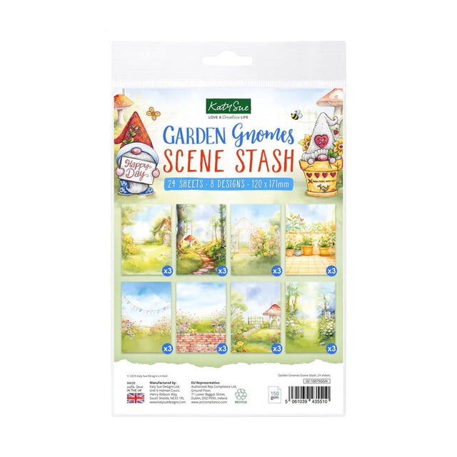 Katy Sue Scene Stash 24 Sheets - Garden Gnomes